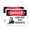 Signmission Look Out For Forklifts, 18 in W x Rectangle, Plastic OS-2PACK-DS-P-1218-L-1440 - alternate 1